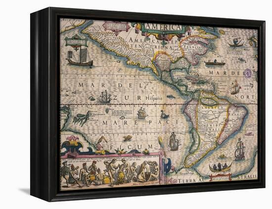 Map of America by Gerardo Mercatore, 1512-1594-null-Framed Premier Image Canvas