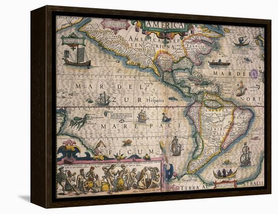 Map of America by Gerardo Mercatore, 1512-1594-null-Framed Premier Image Canvas