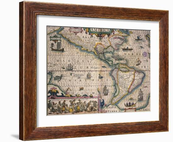 Map of America by Gerardo Mercatore, 1512-1594-null-Framed Giclee Print