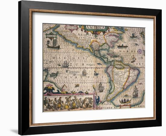 Map of America by Gerardo Mercatore, 1512-1594-null-Framed Giclee Print