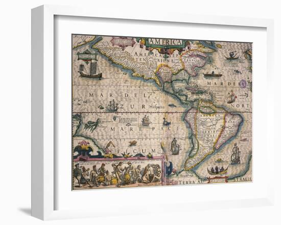 Map of America by Gerardo Mercatore, 1512-1594-null-Framed Giclee Print