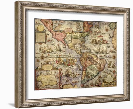 Map of America Created by Joan Blaeu, 1686-null-Framed Giclee Print