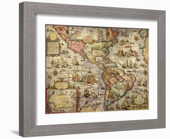 Map of America Created by Joan Blaeu, 1686-null-Framed Giclee Print