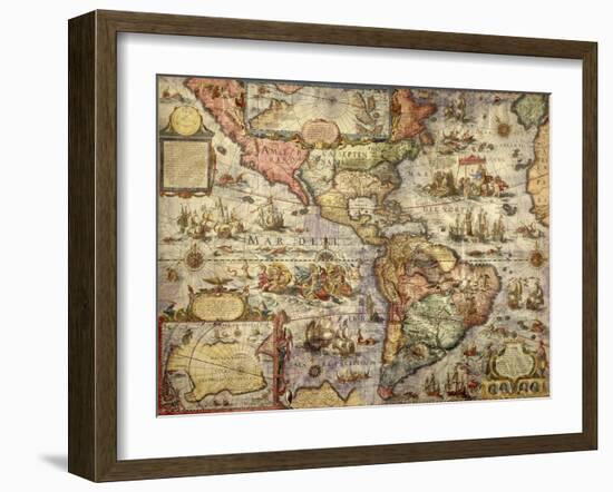 Map of America Created by Joan Blaeu, 1686-null-Framed Giclee Print