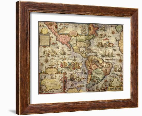 Map of America Created by Joan Blaeu, 1686-null-Framed Giclee Print