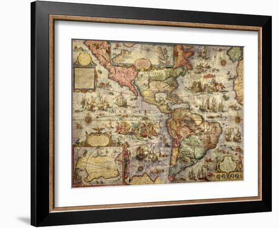 Map of America Created by Joan Blaeu, 1686-null-Framed Giclee Print