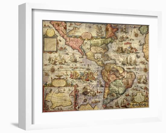 Map of America Created by Joan Blaeu, 1686-null-Framed Giclee Print