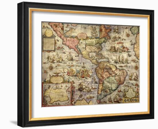 Map of America Created by Joan Blaeu, 1686-null-Framed Giclee Print