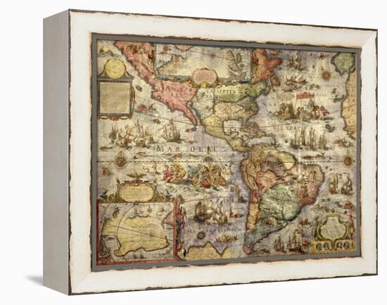 Map of America Created by Joan Blaeu, 1686-null-Framed Premier Image Canvas