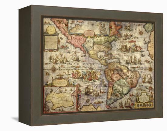 Map of America Created by Joan Blaeu, 1686-null-Framed Premier Image Canvas