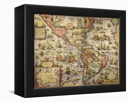 Map of America Created by Joan Blaeu, 1686-null-Framed Premier Image Canvas