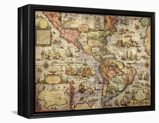 Map of America Created by Joan Blaeu, 1686-null-Framed Premier Image Canvas