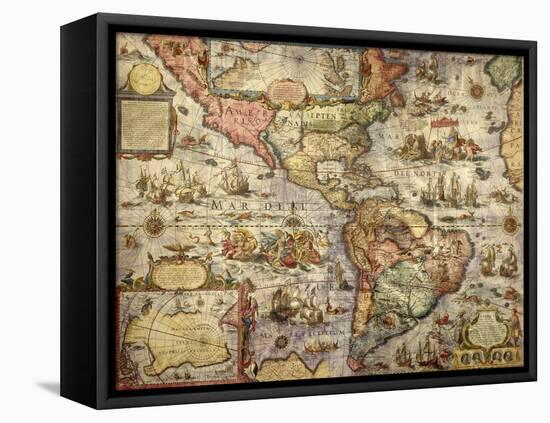 Map of America Created by Joan Blaeu, 1686-null-Framed Premier Image Canvas