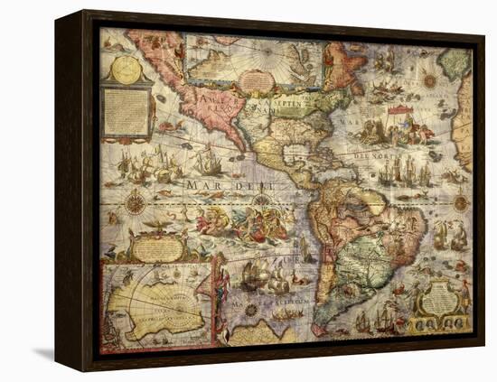 Map of America Created by Joan Blaeu, 1686-null-Framed Premier Image Canvas