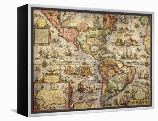 Map of America Created by Joan Blaeu, 1686-null-Framed Premier Image Canvas