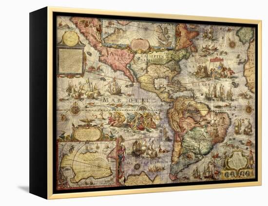 Map of America Created by Joan Blaeu, 1686-null-Framed Premier Image Canvas