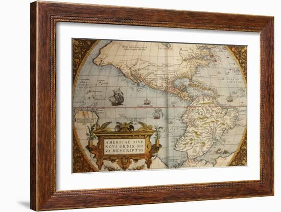 Map of America from Theatrum Orbis Terrarum-Abraham Ortelius-Framed Giclee Print