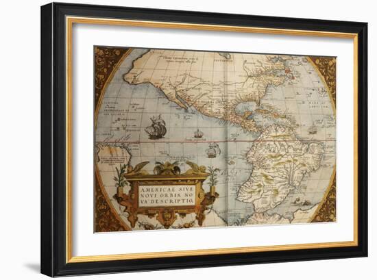 Map of America from Theatrum Orbis Terrarum-Abraham Ortelius-Framed Giclee Print