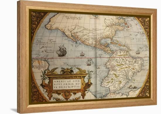 Map of America from Theatrum Orbis Terrarum-Abraham Ortelius-Framed Premier Image Canvas