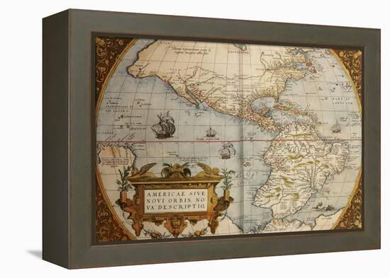 Map of America from Theatrum Orbis Terrarum-Abraham Ortelius-Framed Premier Image Canvas