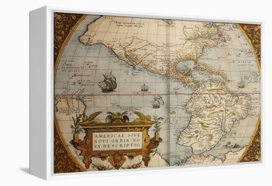 Map of America from Theatrum Orbis Terrarum-Abraham Ortelius-Framed Premier Image Canvas