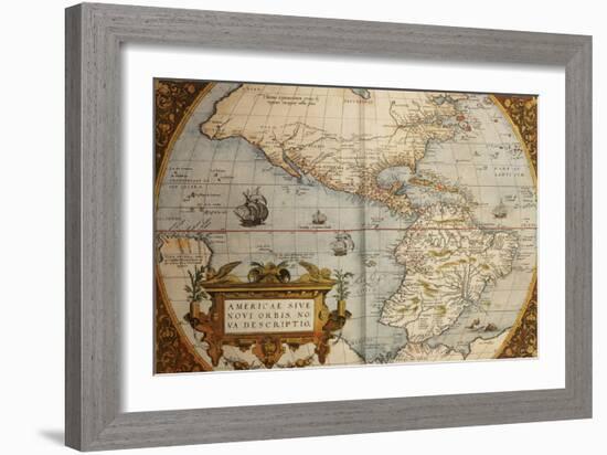 Map of America from Theatrum Orbis Terrarum-Abraham Ortelius-Framed Giclee Print