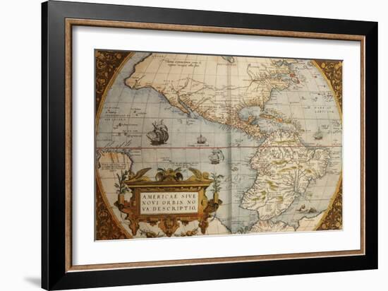 Map of America from Theatrum Orbis Terrarum-Abraham Ortelius-Framed Giclee Print