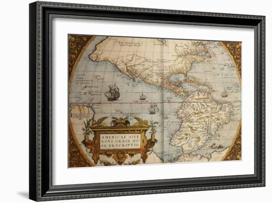 Map of America from Theatrum Orbis Terrarum-Abraham Ortelius-Framed Giclee Print