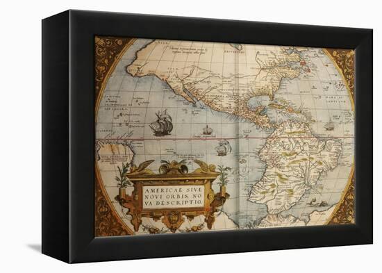 Map of America from Theatrum Orbis Terrarum-Abraham Ortelius-Framed Premier Image Canvas