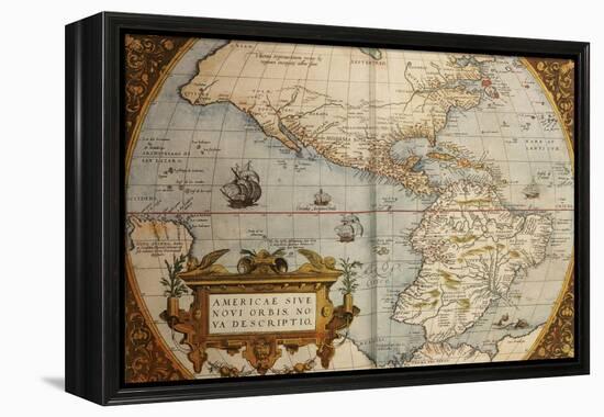 Map of America from Theatrum Orbis Terrarum-Abraham Ortelius-Framed Premier Image Canvas