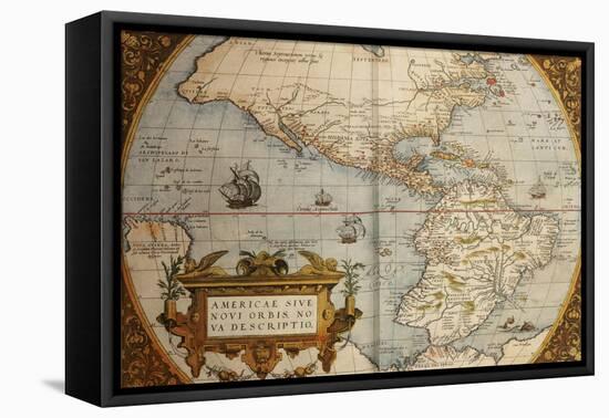 Map of America from Theatrum Orbis Terrarum-Abraham Ortelius-Framed Premier Image Canvas