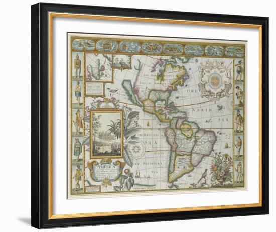 Map of America (Imaginaire)-Maria Mendez-Framed Giclee Print