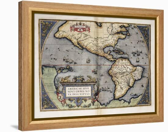 Map of America-Abraham Ortelius-Framed Stretched Canvas