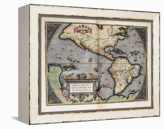 Map of America-Abraham Ortelius-Framed Stretched Canvas