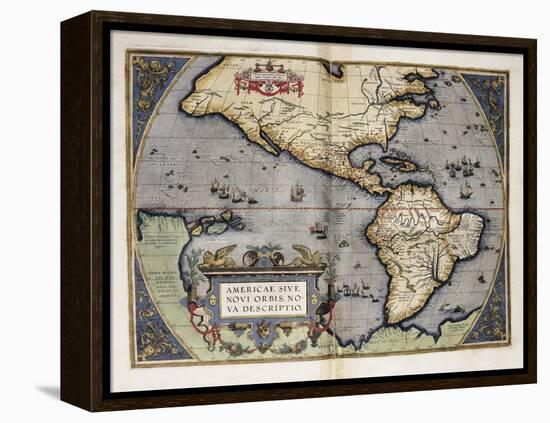 Map of America-Abraham Ortelius-Framed Stretched Canvas