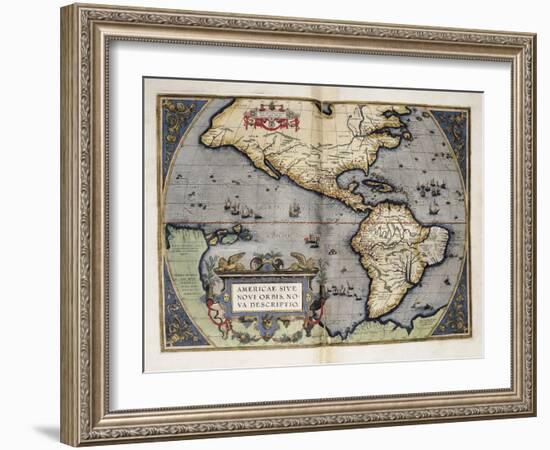 Map of America-Abraham Ortelius-Framed Art Print