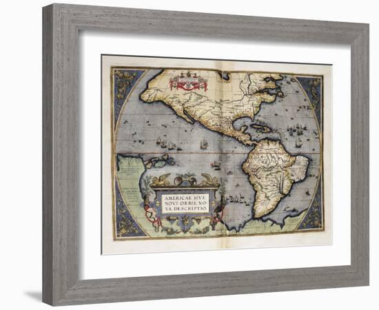 Map of America-Abraham Ortelius-Framed Art Print