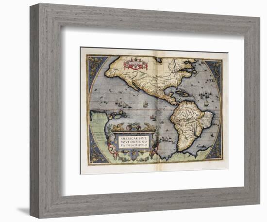Map of America-Abraham Ortelius-Framed Premium Giclee Print