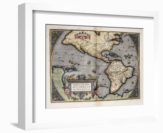 Map of America-Abraham Ortelius-Framed Premium Giclee Print