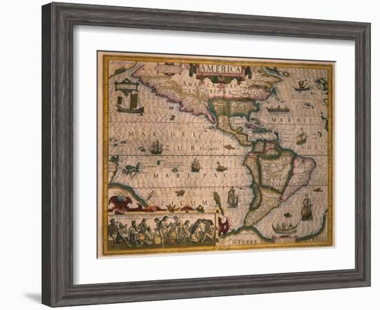 Map of America-Gerardus Mercator-Framed Giclee Print