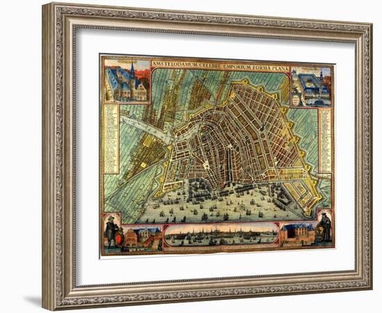 Map of Amsterdam 1633-Gerardus Mercator-Framed Giclee Print