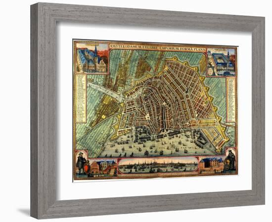 Map of Amsterdam 1633-Gerardus Mercator-Framed Giclee Print