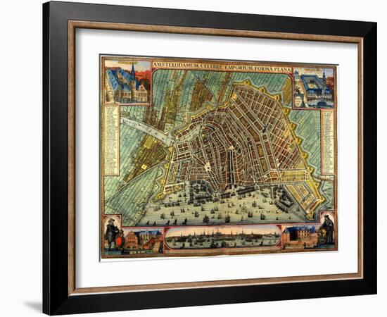 Map of Amsterdam 1633-Gerardus Mercator-Framed Giclee Print