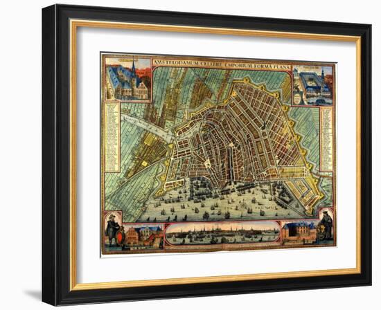 Map of Amsterdam 1633-Gerardus Mercator-Framed Giclee Print