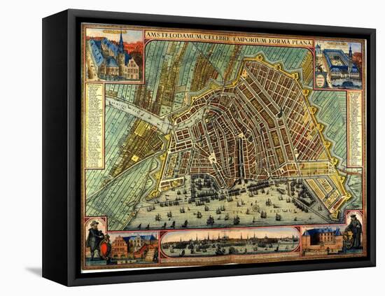 Map of Amsterdam 1633-Gerardus Mercator-Framed Premier Image Canvas