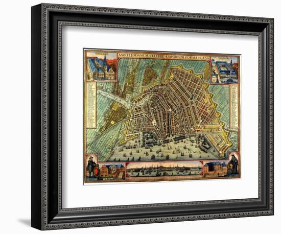 Map of Amsterdam 1633-Gerardus Mercator-Framed Giclee Print