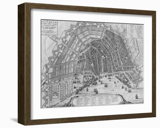 Map of Amsterdam, 1662-Cornelis I Danckerts-Framed Giclee Print