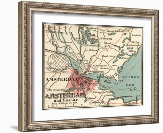 Map of Amsterdam (C. 1900), Maps-Encyclopaedia Britannica-Framed Art Print