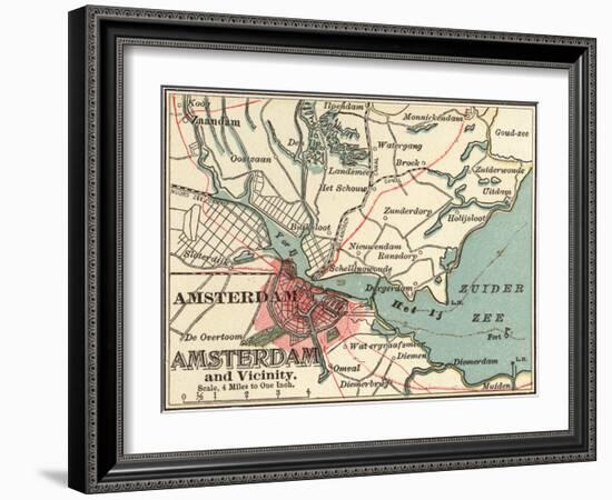 Map of Amsterdam (C. 1900), Maps-Encyclopaedia Britannica-Framed Art Print