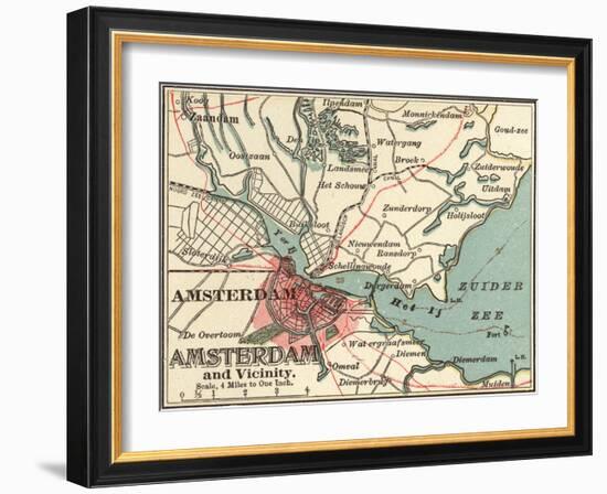 Map of Amsterdam (C. 1900), Maps-Encyclopaedia Britannica-Framed Art Print